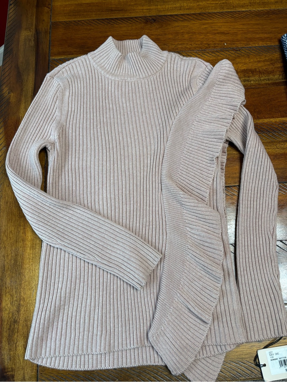 Ivanka Trump Ribbed Mock Neck Sweater - Light Blush